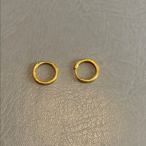 Solid 22k Gold Mini Hoop Huggie Earrings